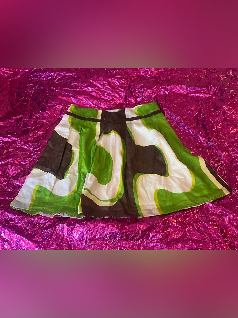 Vintage Y2K Colorful Abstract Layered Zip-Up Mini Skirt